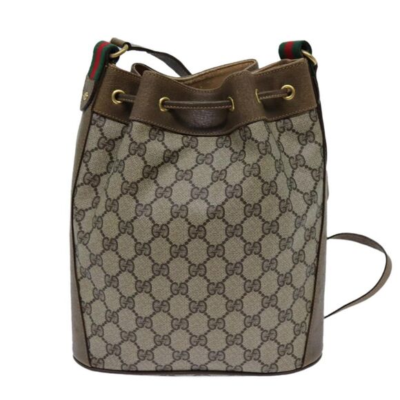 Gucci Gg Canvas Web Sherry Line Shoulder Bag Pvc Beige Green Red - Picture 2 of 6